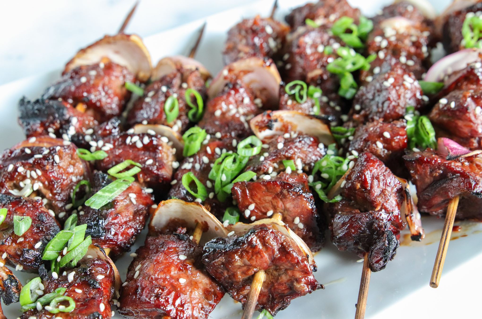 Grilled Steak Kabobs (Whiskey Marinade + Glaze)